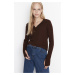 Trendyol Brown Sleeve Detailed Polo Neck Knitwear Sweater