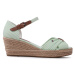 Tommy Hilfiger Espadrilky High Wedge Seersucker FW0FW07158 Zelená