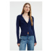 Trendyol Navy Blue Premium Yarn/Special Yarn Polo Neck Knitted Cardigan