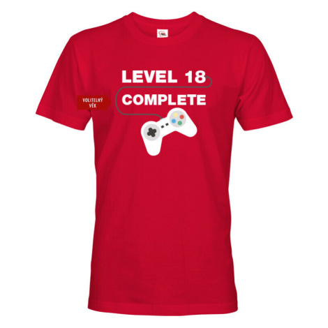Pánské tričko k narodeninám Level complete 18 s vekom na prianie