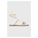Kožené sandále Twinset dámske, béžová farba, 231TCT164