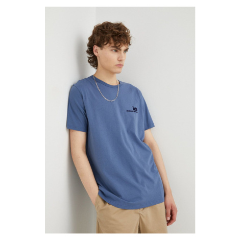 Bavlnené tričko Lee fialová farba, jednofarebné