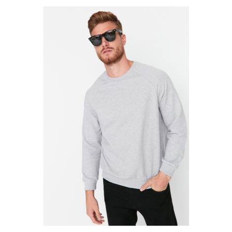 Trendyol Gray Men's Basic Regular Fit Crew Neck Raglan Sleeve Sweatshirt
