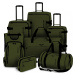 KHAKI SADA CESTOVNÝCH KUFROV ROOK 1809, SET OF 7 SUITCASES WINGS, DARK GREEN