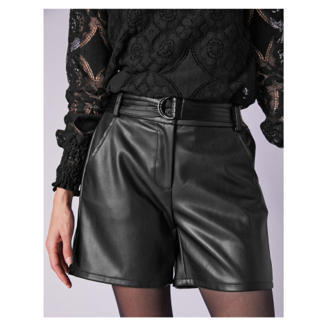 Blancheporte Koženkové šortky (1) s odnímateľným opaskom čierna
