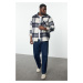 Trendyol Large Size Ecru Winter Checkered Lumberjack Shirt Jacket