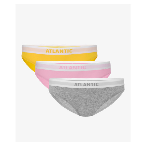 Women's bikini panties ATLANTIC 3Pack - yellow/pink/light gray