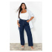 Trendyol Curve Navy Blue High Waist Wide Leg Plus Size Jeans