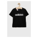 Detské bavlnené tričko adidas G LIN čierna farba