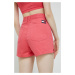 Rifľové krátke nohavice Tommy Jeans dámske, ružová farba, jednofarebné, vysoký pás