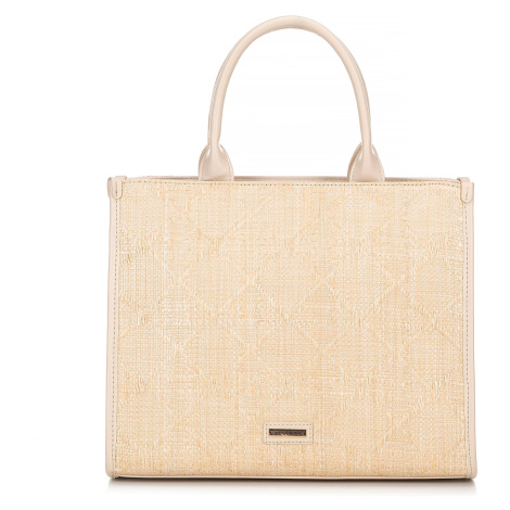 Pletená dámska slamená shopperka béžová Wittchen