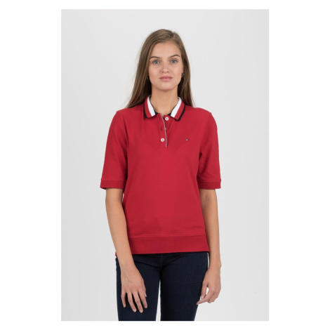 Tommy Hilfiger Polo tričko - CAITLIN STR PQ POLO SS červené