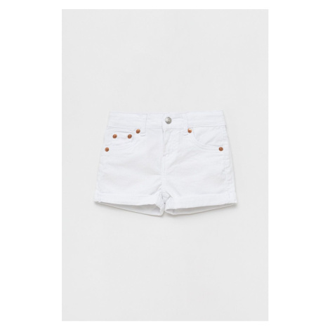 Detské rifľové krátke nohavice Levi's biela farba, jednofarebné, Levi´s