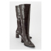 LuviShoes BELIS Women's Brown Print Heeled Boots