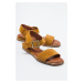 LuviShoes 713 Women's Sandals From Genuine Leather and Mustard Suede.