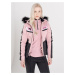 Čierno-ružová dámska lyžiarska bunda s kapucňou a umelým kožúškom Dare 2B Dynamite