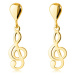 Náušnice zo 14K zlata - hudobný motív, husľový kľúč, slzička, hladký a lesklý povrch