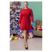 Trendyol Curve Red Basic Long Sleeve Hidden Zipper Mini Woven Plus Size Dress