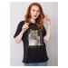 Black T-shirt with animal print