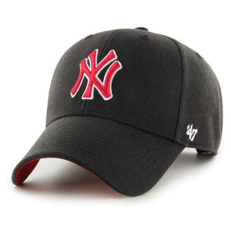 Čiapka s prímesou vlny 47 brand MLB New York Yankees čierna farba, s nášivkou