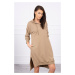 Dress with hood and longer back camel