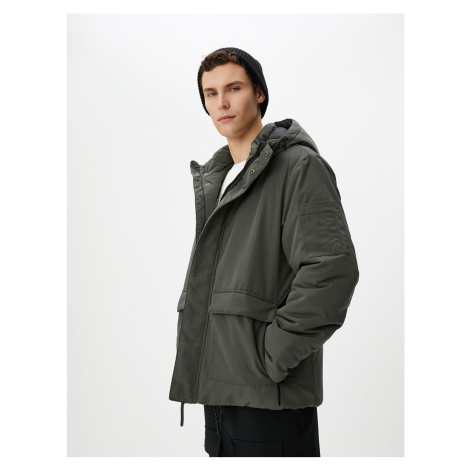 Koton kapucňa Anorak vrecko detailné zips gombíky na patentky.