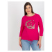 Fuchsia casual blouse with ribbing of larger size