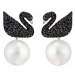 Swarovski Náušnice 'Iconic Swan'  ružové zlato / čierna / perlovo biela