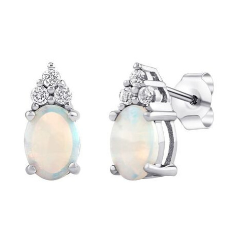 Silvego Strieborné náušnice Caberna s bielym opálom a čírym topazom OPM6464EOPW