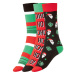 Fun Socks Unisex ponožky, 3 páry (Mikuláš/Hohoho/pruhy/zelená)