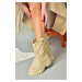 Fox Shoes R267710302 Beige Suede Women's Boots With A Thick Sole