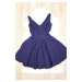 Spoločenské dámske šaty na ramienka s kolovou sukňou tmavo modré - Tmavo modrá / - Sherri