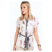 Elegant chiffon shirt with colorful figures