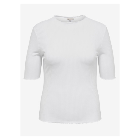 White Women's Ribbed T-Shirt ONLY CARMAKOMA Ally - Women