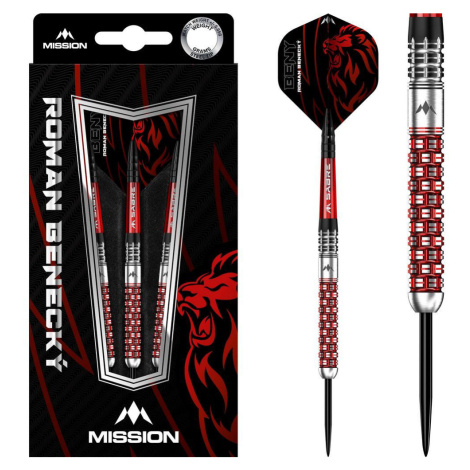 Sada šípok Mission steel Roman Benecký Black-Red PVD 22g, 90% wolfram