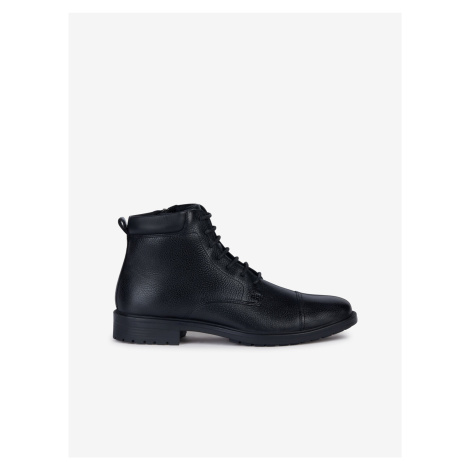 Black Men's Leather Ankle Shoes Geox Kapsian - Men's