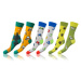 Bellinda CRAZY SOCKS 3x - Zábavné crazy ponožky 3 páry - svetlo zelená - tmavo zelená - modrá