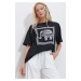 Trend Alaçatı Stili Women's Black Crew Neck Stoned Elephant Printed Oversize T-Shirt