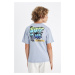 DEFACTO Boy's Crew Neck Back Printed Short Sleeve T-Shirt