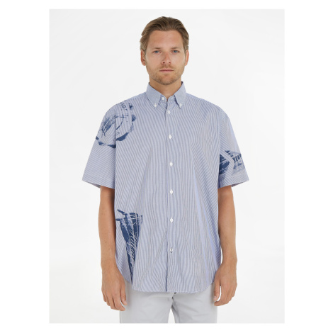 Blue Mens Patterned Shirt Tommy Hilfiger - Men