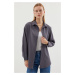 Bigdart Women's Gray Plain Oversize Long Basic Shirt 3900