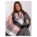 Pink and gray women's scarf with fringe