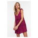 Trendyol Fuchsia Mini Weave and Ruffled Beach Dress