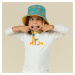 Detský klobúk s UV ochranou žltý s potlačou