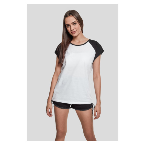 Women's contrasting raglan T-shirt white/black Urban Classics