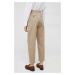 bavlnené nohavice Tommy Hilfiger dámske, béžová farba, strih chinos, vysoký pás