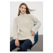 Trendyol Stone Wide Pattern Turtleneck Knitwear Sweater