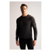 DEFACTO Slim Fit Crew Neck Patched Sleeve Detailed Knitwear Sweater R1110az22wn