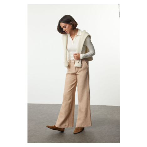 Trendyol Beige Wide Leg/Wide Leg Woven Trousers