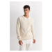 DEFACTO Standard Fit Polo Collar Basic Plain Knitwear Sweater